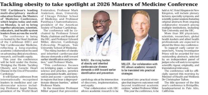 Newspaper clipping: Tackling obesity to take spotlight at 2026 Masters of Medicine Conference