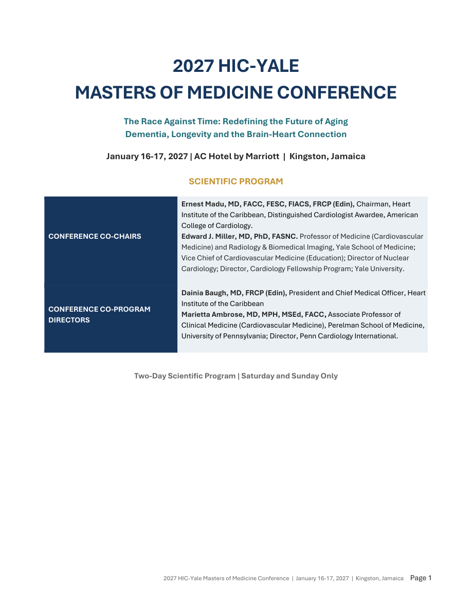 Final scientific programme, page 1: Overview