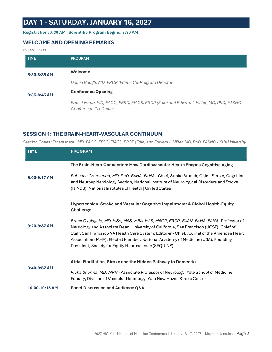 Final scientific programme, page 2: Saturday opening