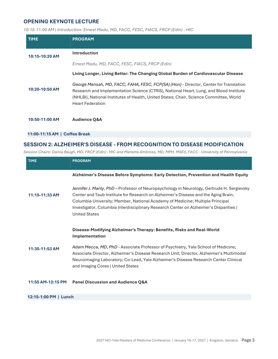 Final scientific programme, page 3: Alzheimer’s & keynote