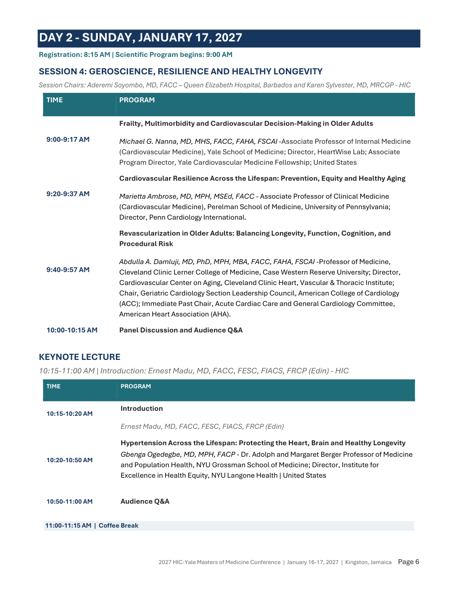 Final scientific programme, page 6: Sunday opening