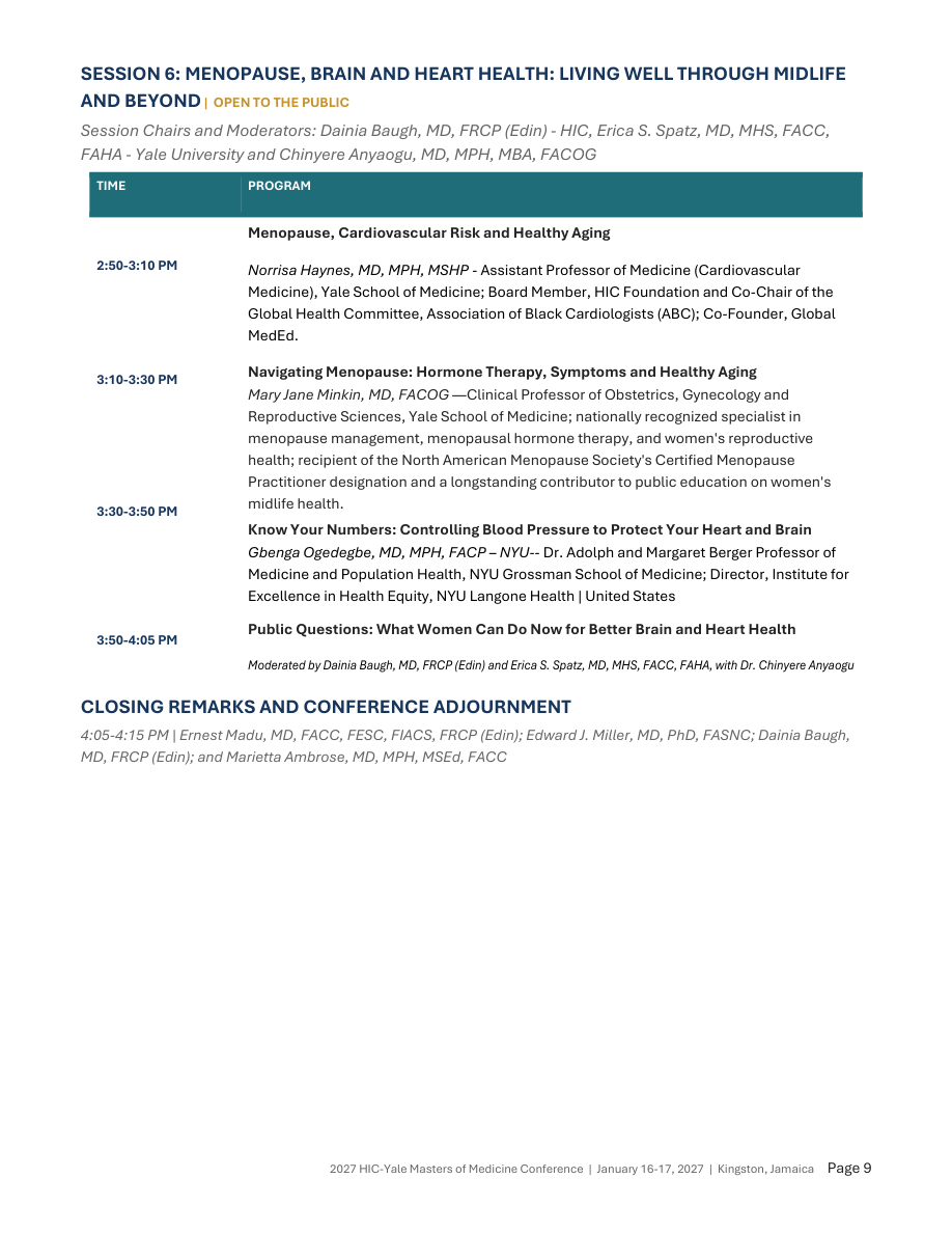 Final scientific programme, page 9: Menopause & closing